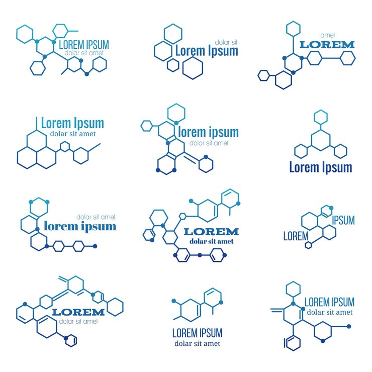 Kostenlose Vektor molekülstruktur-logos gesetzt