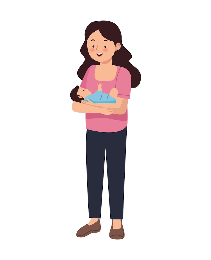 Kostenlose Vektor monate schwangere mutter und baby-illustration isoliert