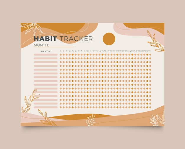 Kostenloser Vektor monatliche habit tracker vorlage