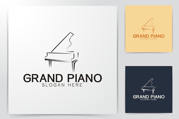 Mono Line Piano, musikalisches Logo Design Inspiration isoliert auf weißem Hintergrund