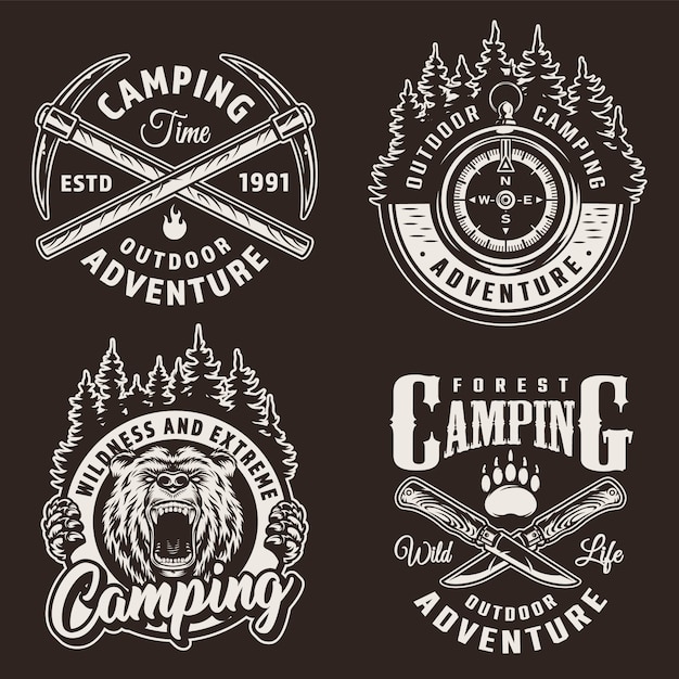 Monochrome Campingabzeichen