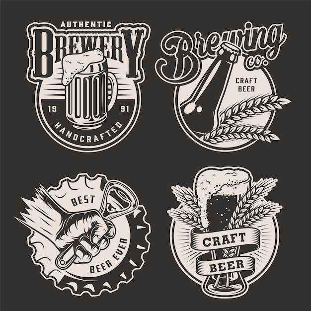 Monochrome Vintage Brauerei Abzeichen