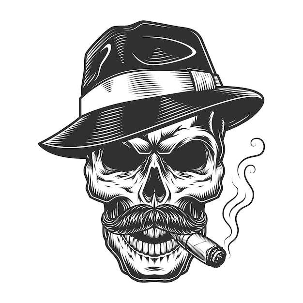 Monochromer Vintage-Schädel