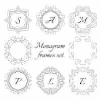 Kostenloser Vektor monogramm-rahmen-set