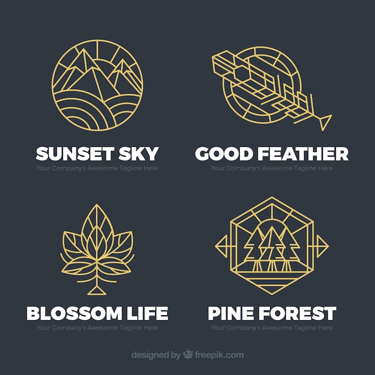 Kostenlose Vektor monoline natur logo pack
