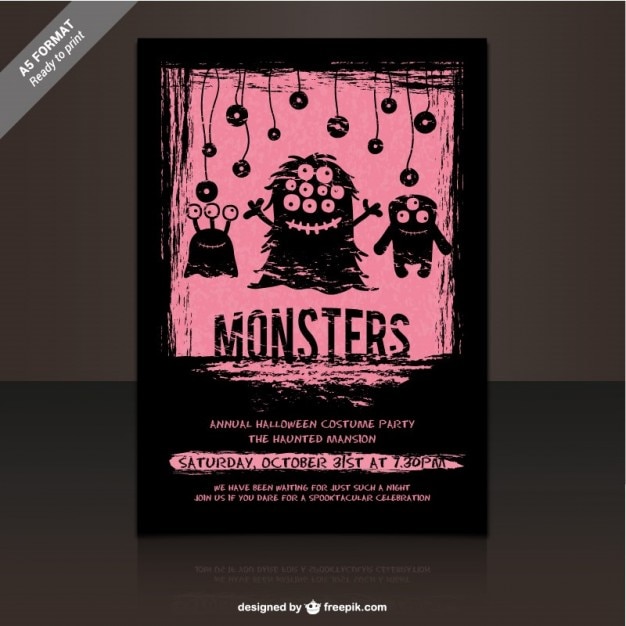 Kostenloser Vektor monster party flyer vorlage