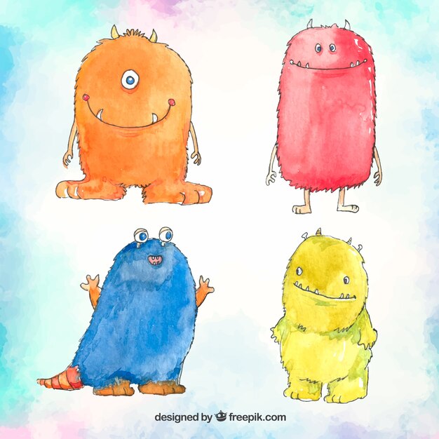 Monsterpack mit Aquarell gemalt