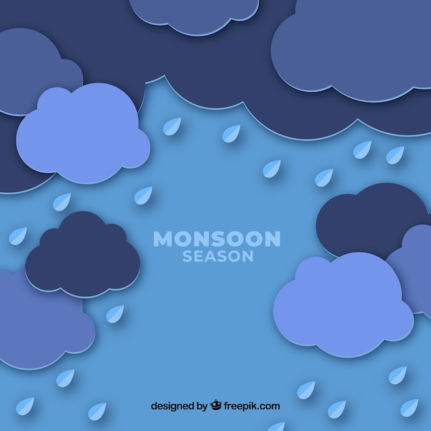 Monsunjahreszeithintergrund mit wolken