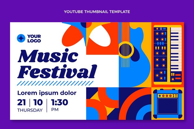 Mosaik-Musikfestival im flachen Design