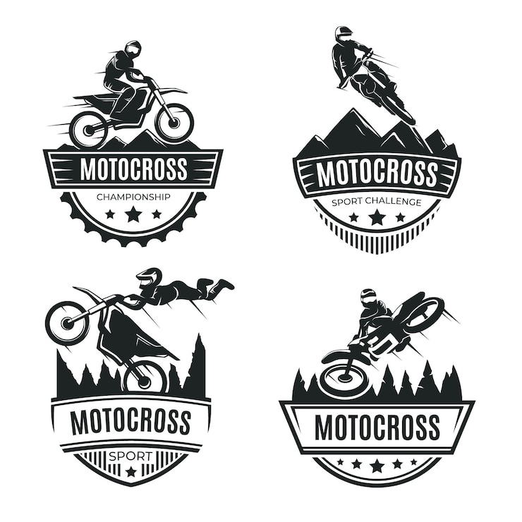 Kostenlose Vektor motocross-logo-sammlungskonzept
