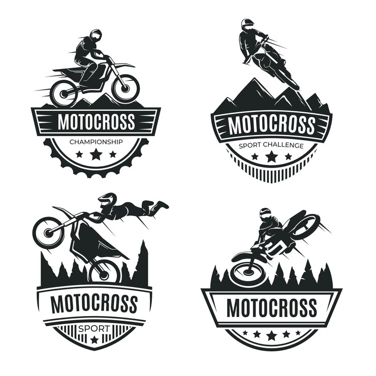 Kostenlose Vektor motocross-logo-sammlungskonzept