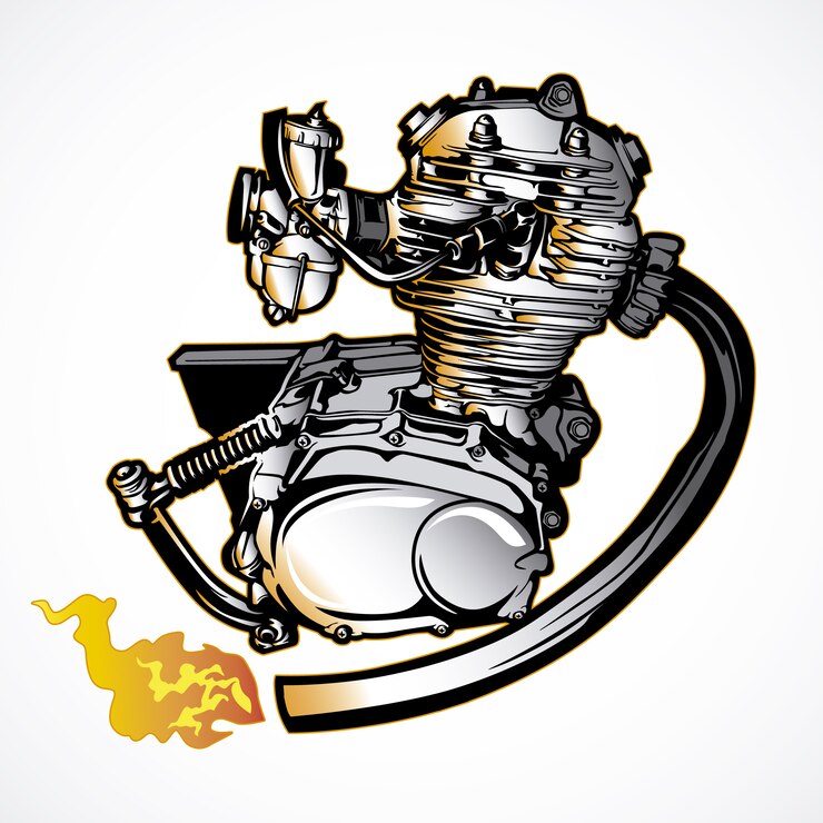 Motorrad Motor Hand gezeichnet