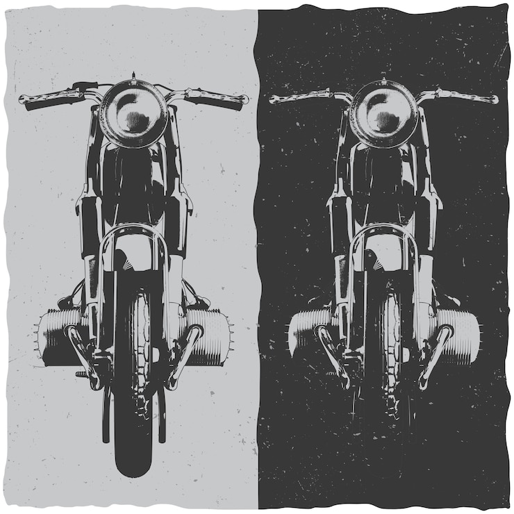 Kostenlose Vektor motorrad-t-shirt-etikettendesign mit illustration des klassischen motorrads