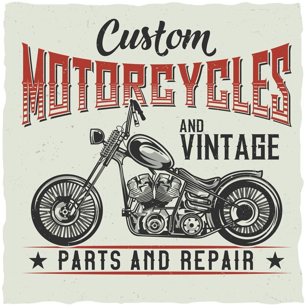 Motorrad Thema Thema T-Shirt Design mit Illustration von benutzerdefinierten Fahrrad