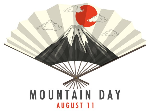 Mountain Day am 11. August Banner mit Mount Fuji auf japanischem Fan