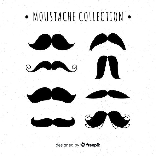 Kostenloser Vektor movember-schnurrbart-packsammlung im flachen design