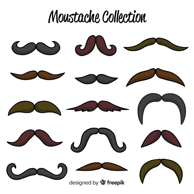 Movember-Schnurrbart-Packsammlung im flachen Design