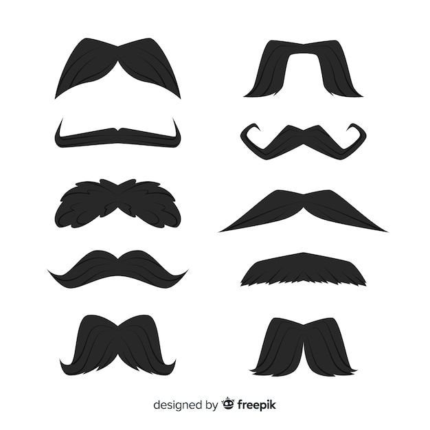 Kostenloser Vektor movember-schnurrbart-packsammlung im flachen design