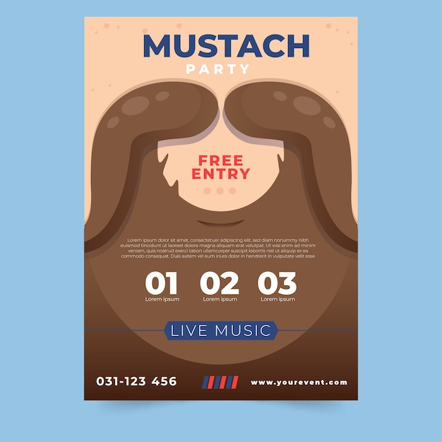 Kostenloser Vektor movember-schnurrbart-plakatschablone