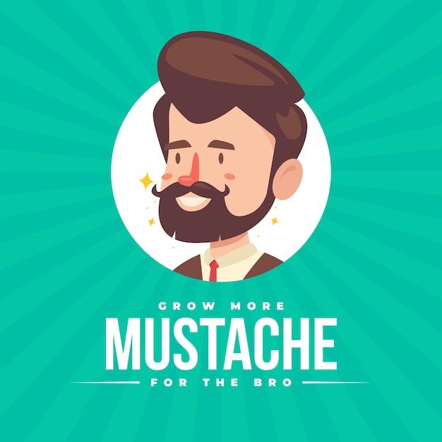 Kostenloser Vektor movember-schnurrbartbewusstseinshintergrund im flachen design