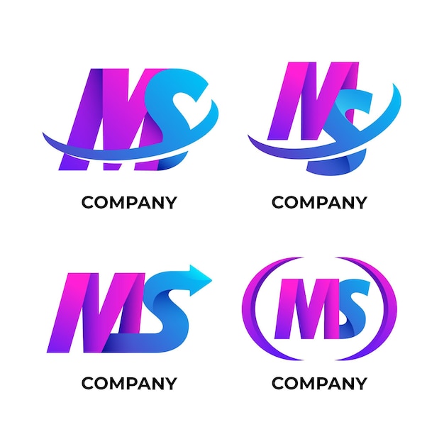 Ms-logo-kollektion mit farbverlauf