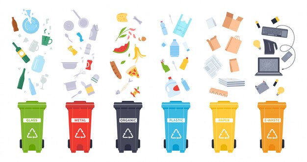 Abfall Recycling Icons Set Kostenlose Vektor