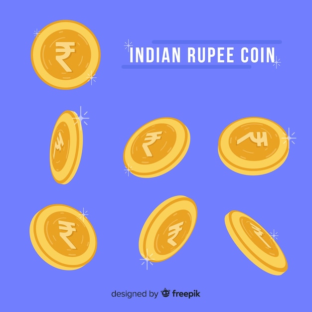 Kostenloser Vektor münzsatz der indischen rupie