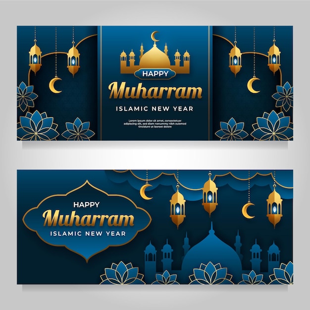 Muharram-banner-set im papierstil