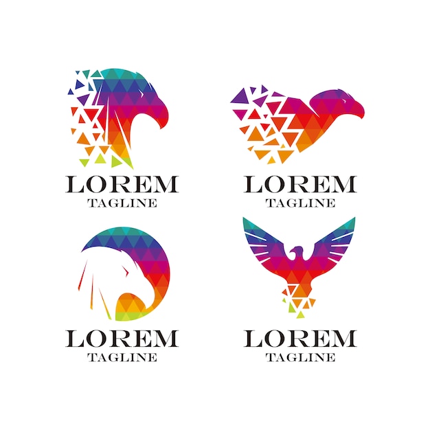 Kostenloser Vektor multicolor eagle logo kollektion