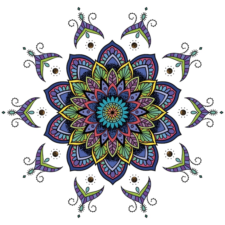 Kostenlose Vektor multicolor mandala hintergrund