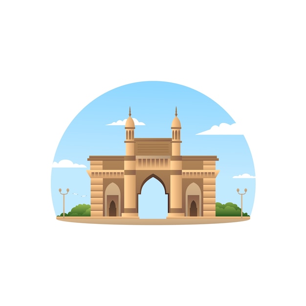 Kostenloser Vektor mumbai-illustration mit farbverlauf