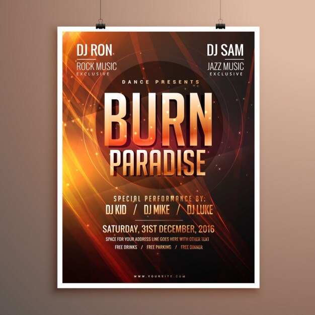 Musik-Party-Flyer Vorlage Karte mit abstrakten Feuer Thema