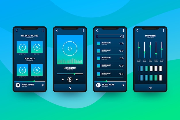 Kostenloser Vektor musik-player-app-oberfläche
