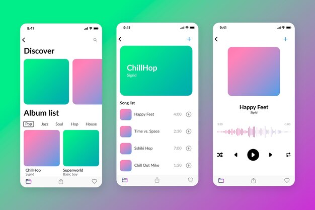 Musik-Player-App-Schnittstelle eingestellt
