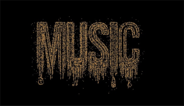 Musik-Typografie-Partikel-Design-Ikone, Vektorillustration