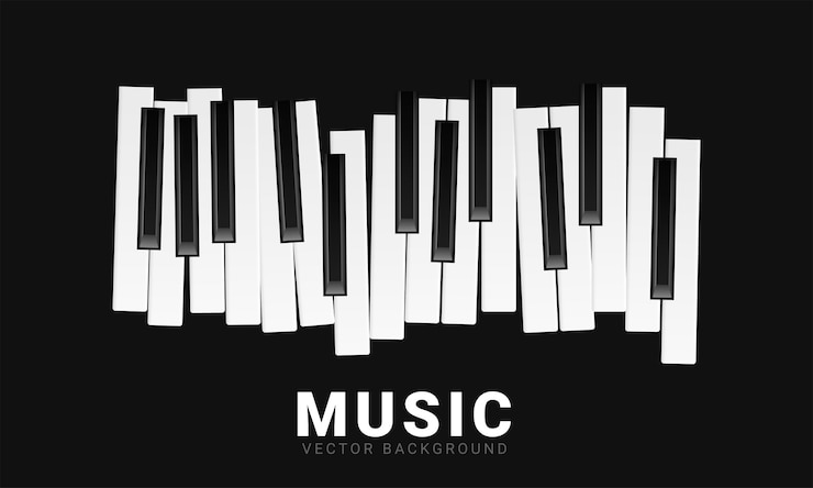 Kostenlose Vektor musikalischer hintergrund mit klaviertasten