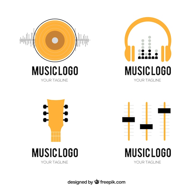 Musikfestival-logosammlung mit flachem design