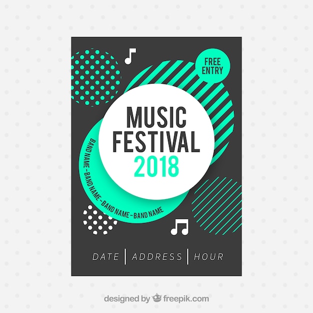 Musikfestivalplakat in der flachen art