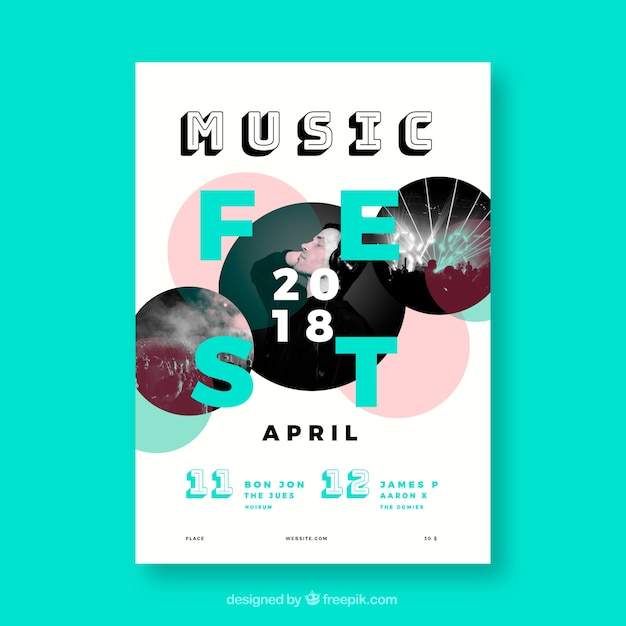 Musikfestivalplakat in der flachen art