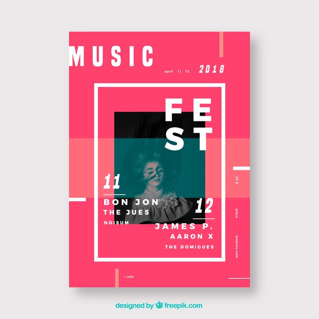 Musikfestivalplakat in der flachen Art