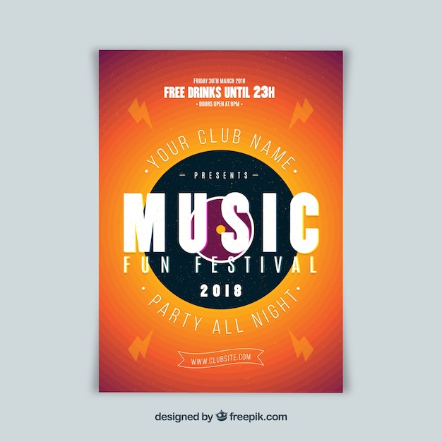 Musikfestivalplakat in der flachen art