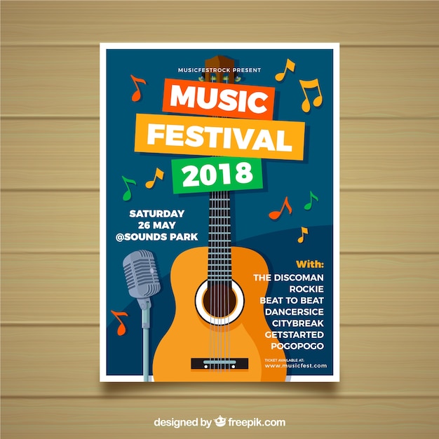 Musikfestivalplakat in der flachen art