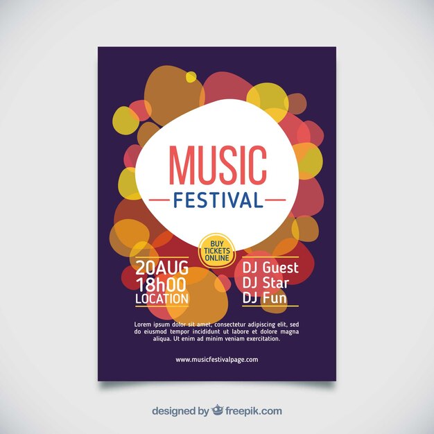 Musikfestivalplakat mit Instrumenten in der flachen Art