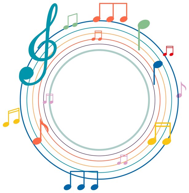 Musiknotenregenbogen, der auf weißem Hintergrund bunt ist