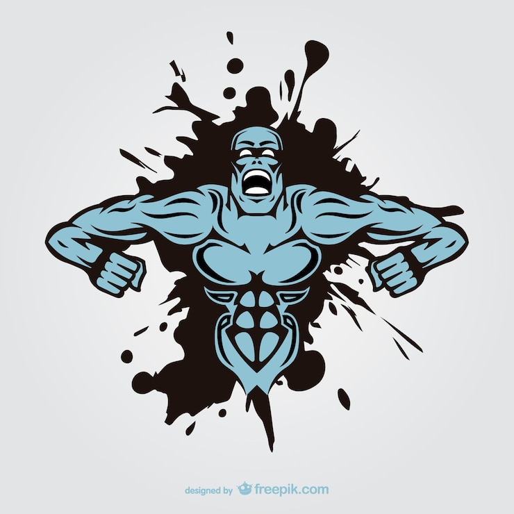 Kostenlose Vektor muskel-mann monster tattoo-design