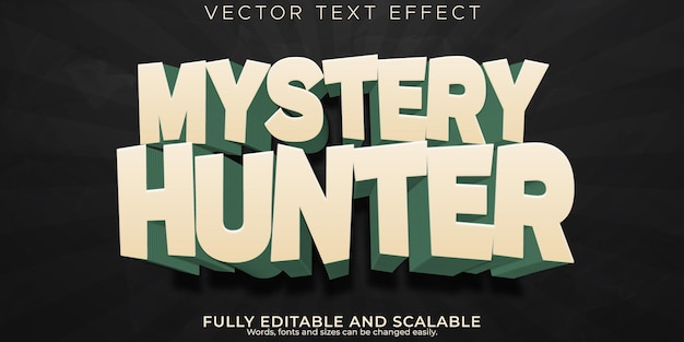 Kostenloser Vektor mystery hunter texteffekt editierbarer cartoon und mystischer textstilx9