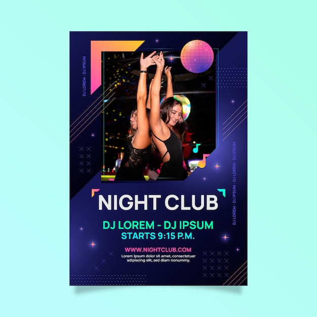 Nachtclub-Poster mit Farbverlauf