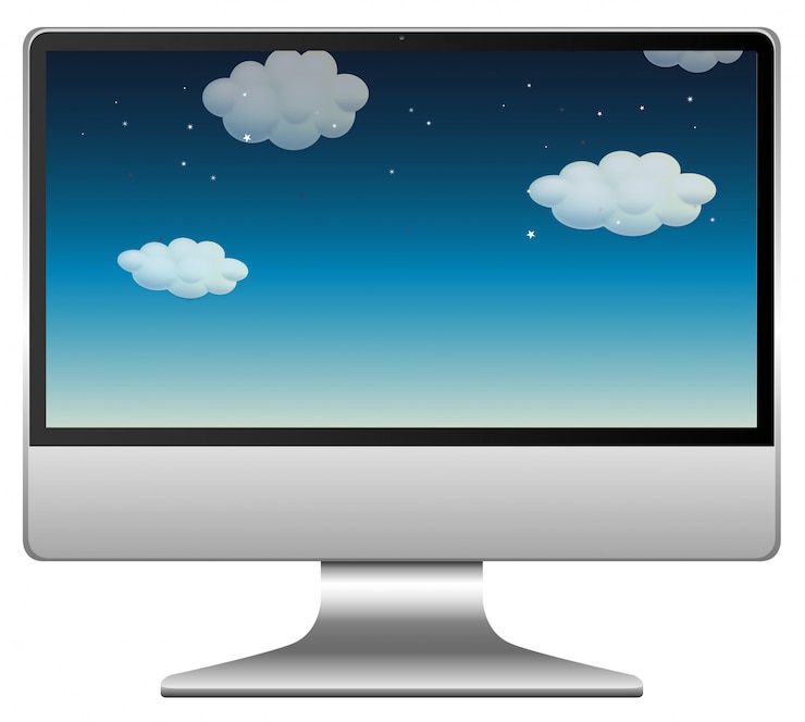 Kostenlose Vektor nachthimmelszene auf computerhintergrund