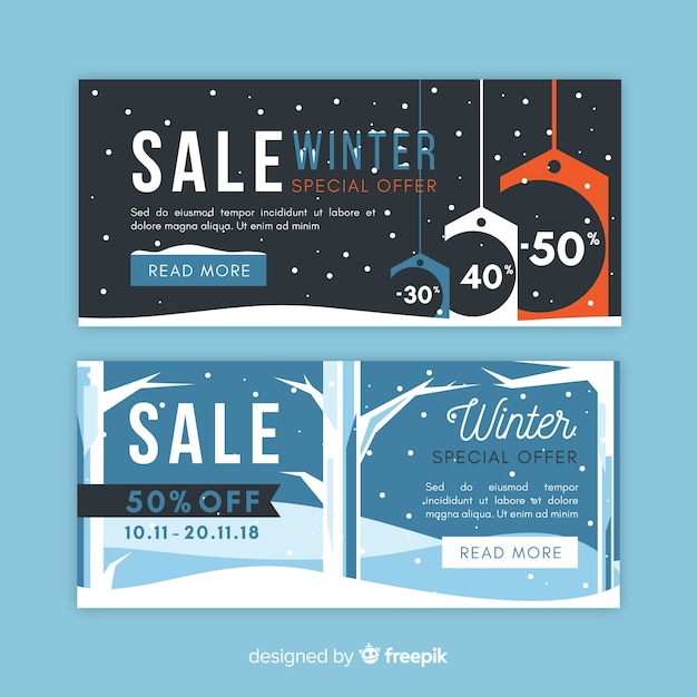 Kostenloser Vektor nackte bäume winter sale banner