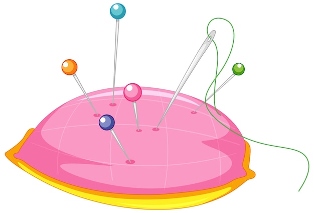 Kostenloser Vektor nadelkissen auf weißem hintergrund